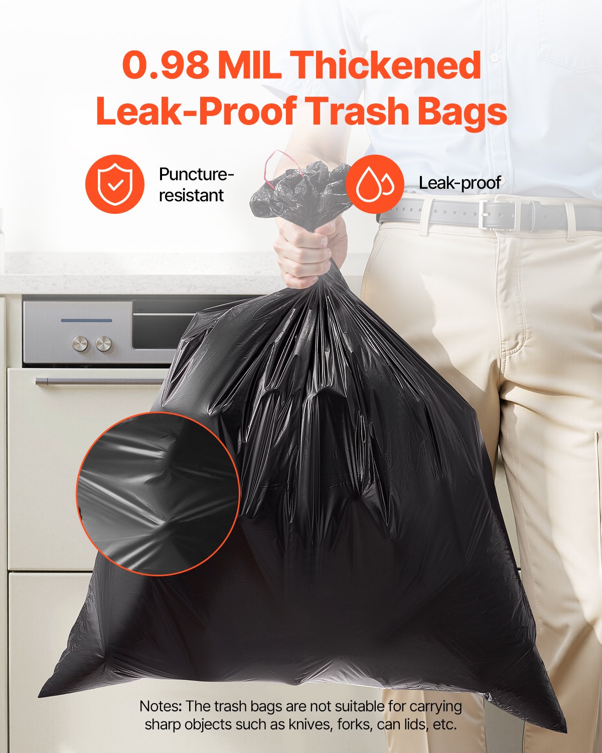 Drawstring Trash Bags, 30 Gallon 50 Count Tall Kitchen Trash