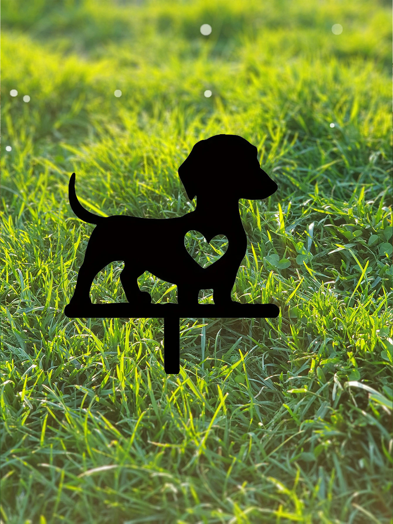 Cute Dog Silhouette Garden Sign Solid Wood Outdoor Decor For