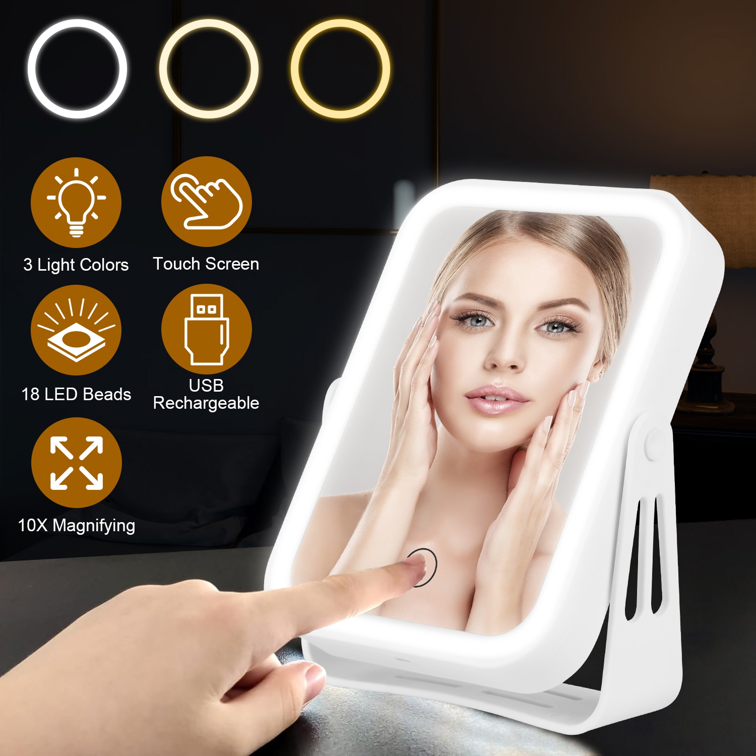 10x Magnifying Lighted Makeup Mirror Double Sided Travel Makeup