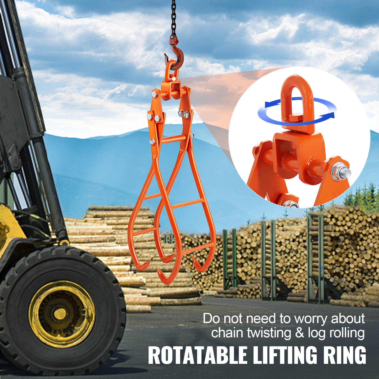 Timber Claw Hook, 28 Inch 4 Claw Log Grapple For Logging Tongs,