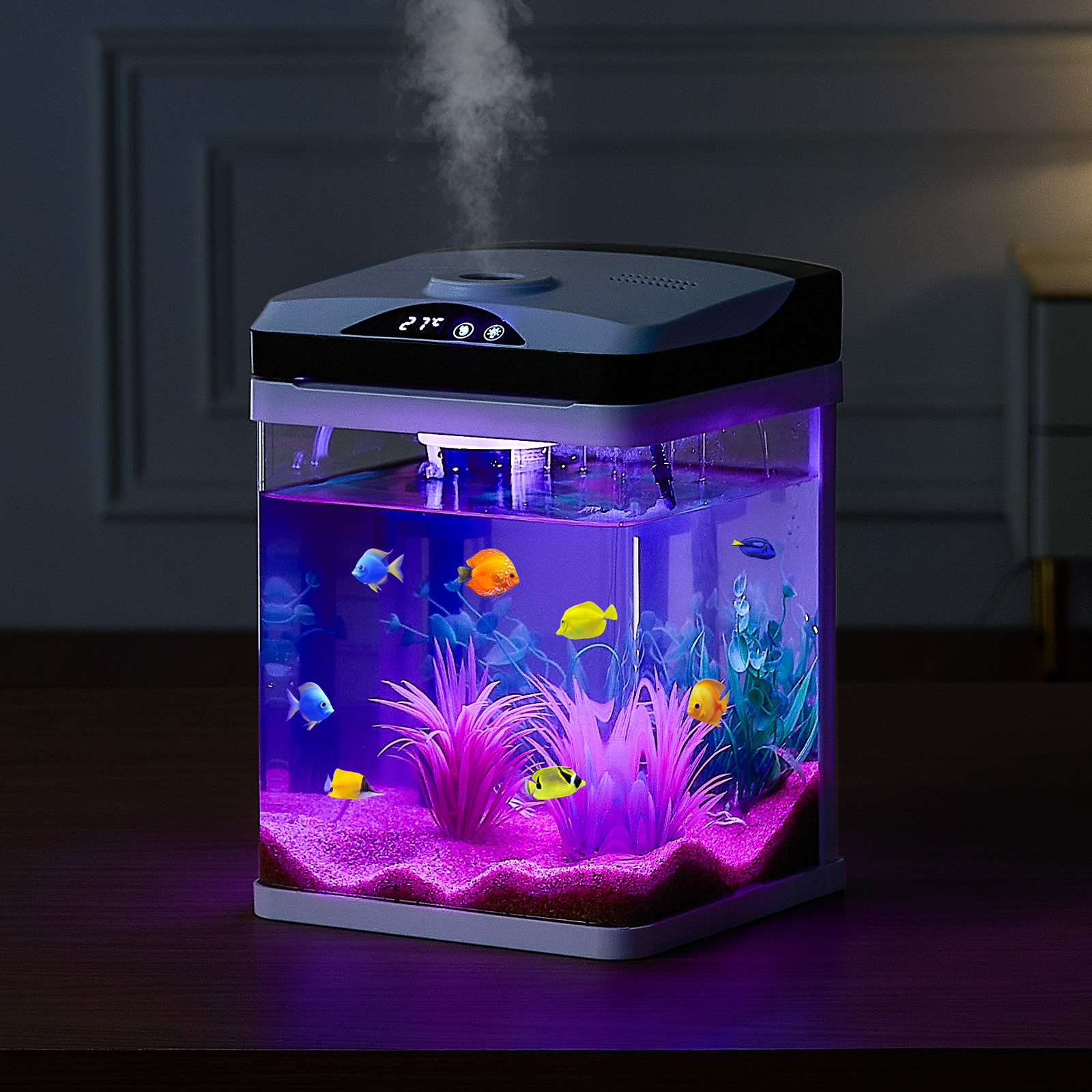 2 Gallon Fish Tank Aquarium Led Smart Square Clear Glass 7