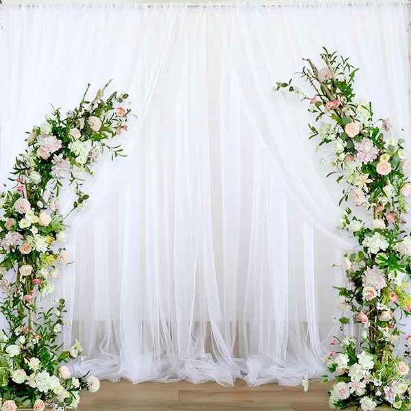 White Tulle Backdrop Curtain 10ft X 5ft Sheer Chiffon Backdrop