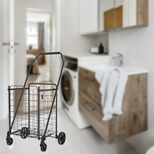 Shopping Cart With Open Door,Grocery Cart On Wheels, Foldable