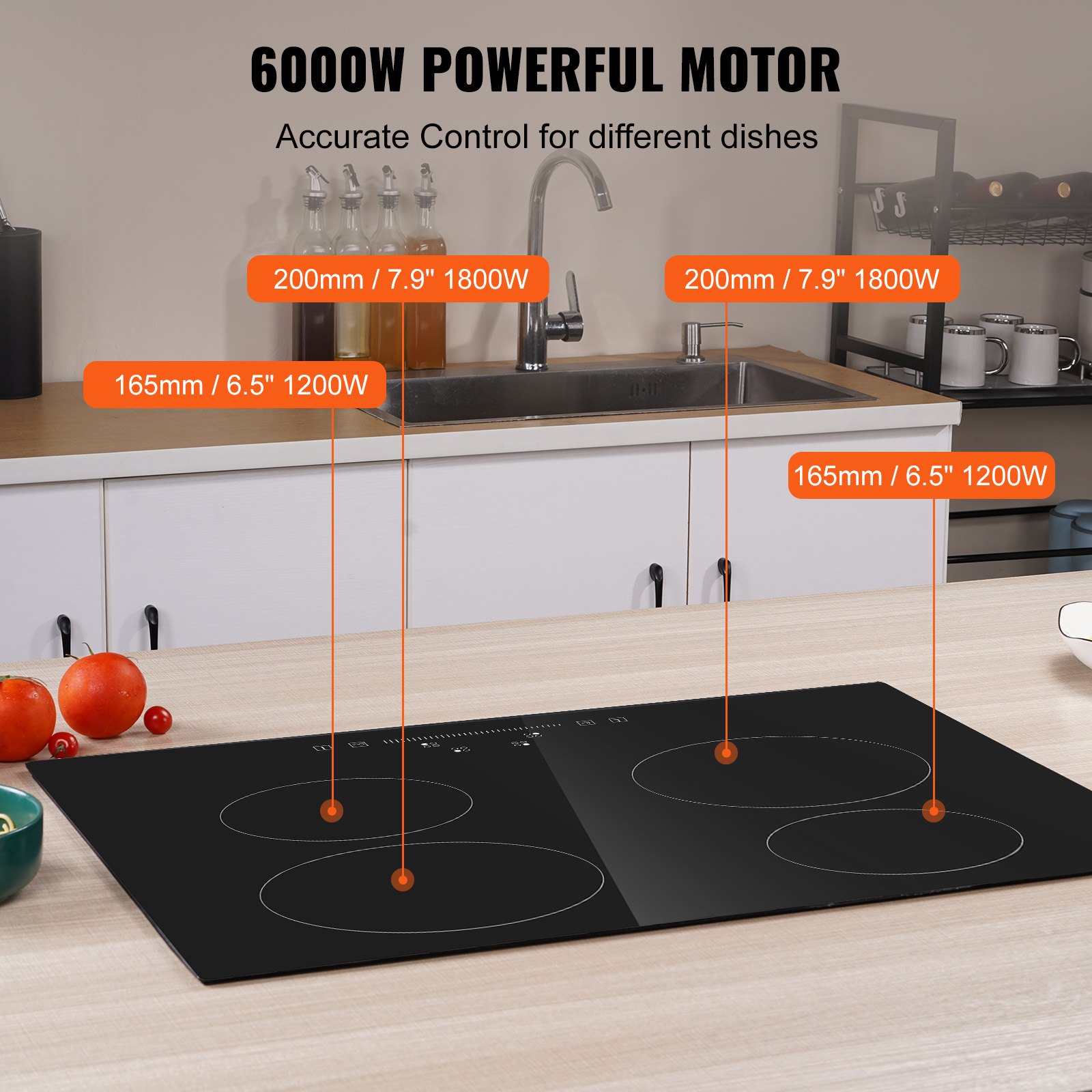 Built In Electric Stove Top, 23.2 X 20.5 Inch 4 Burners, 240v