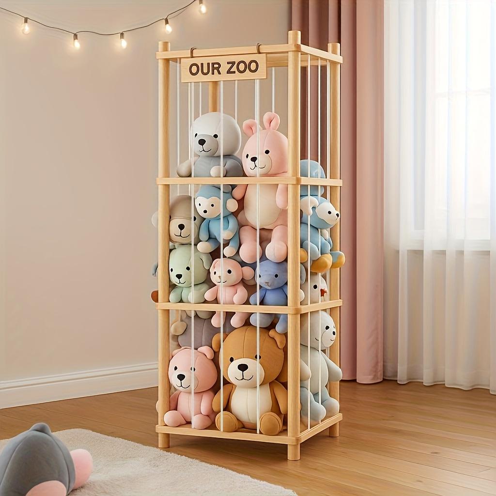 Spacious Wooden Doll Storage Shelf Easy Assembly, Space Saving,