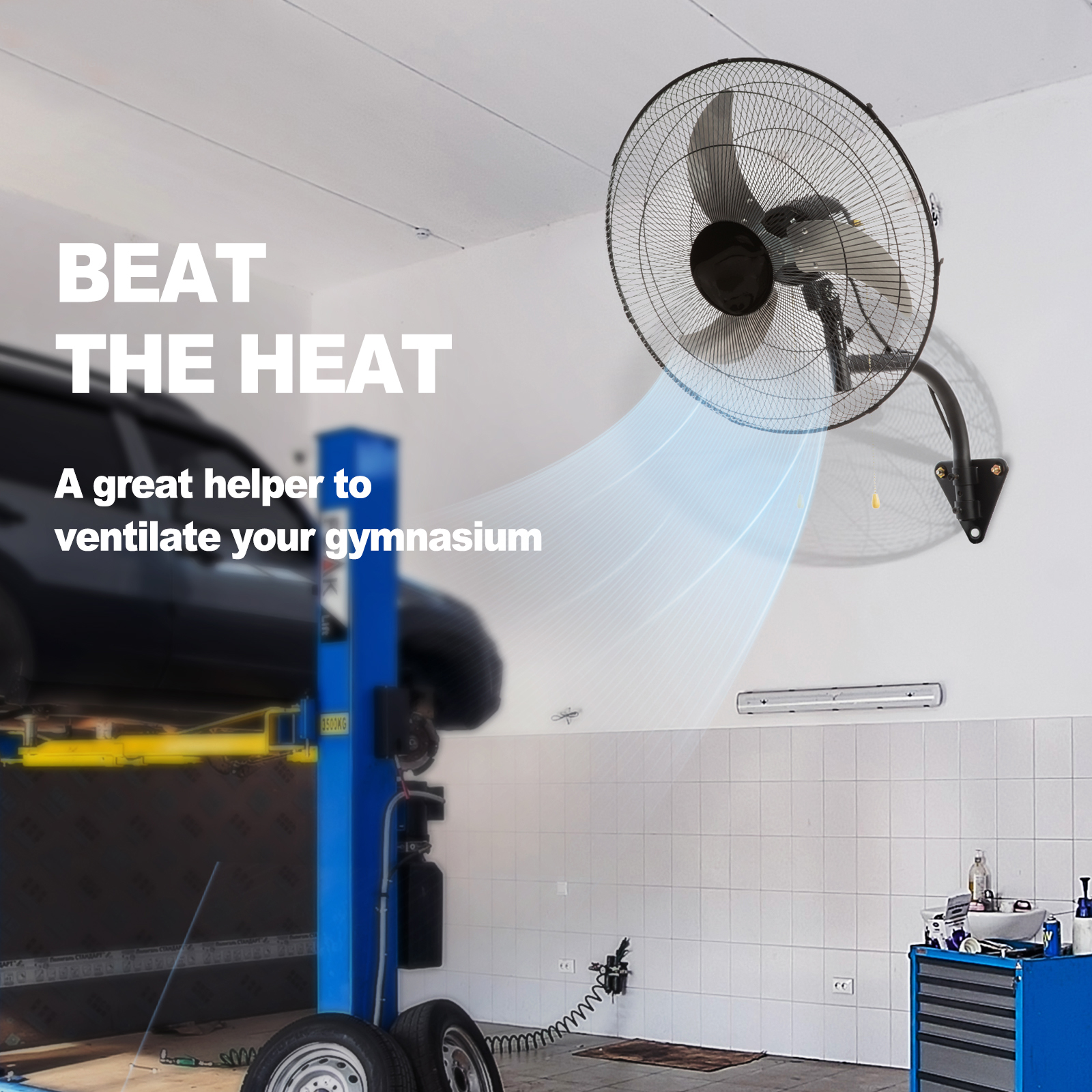 Wall Mount Fan, 20 Inch, 3 Speed High Velocity Max. 4650 Cfm