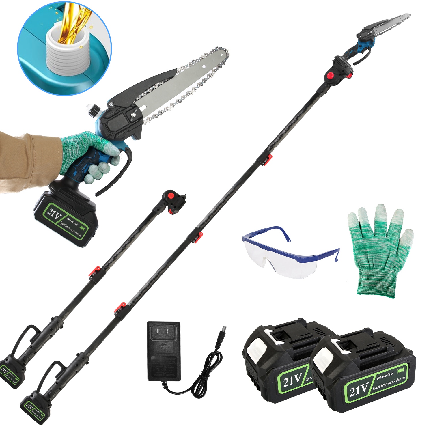 2 In 1 8in Cordless Electric Pole Saw And Mini Chainsaw With