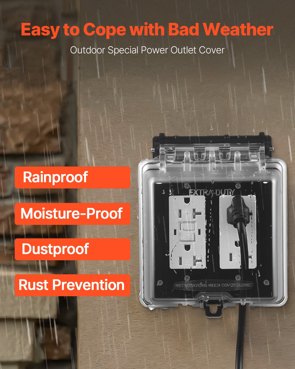 Outdoor Outlet Cover 2 Gang Lockable Weatherproof Electrical