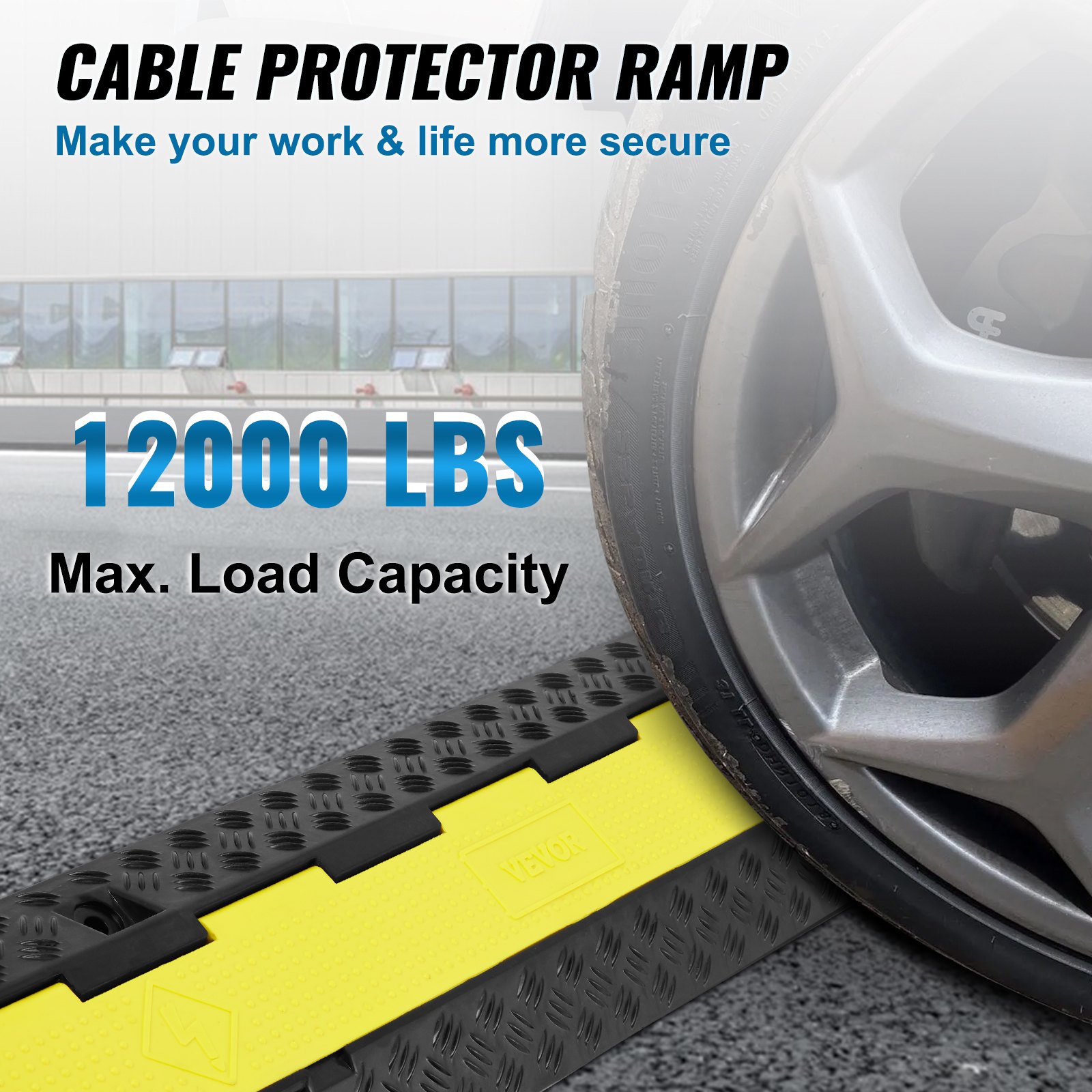 3 Pcs Cable Protector Ramp 2 Channel 12000 Lbs Load Wire Cable