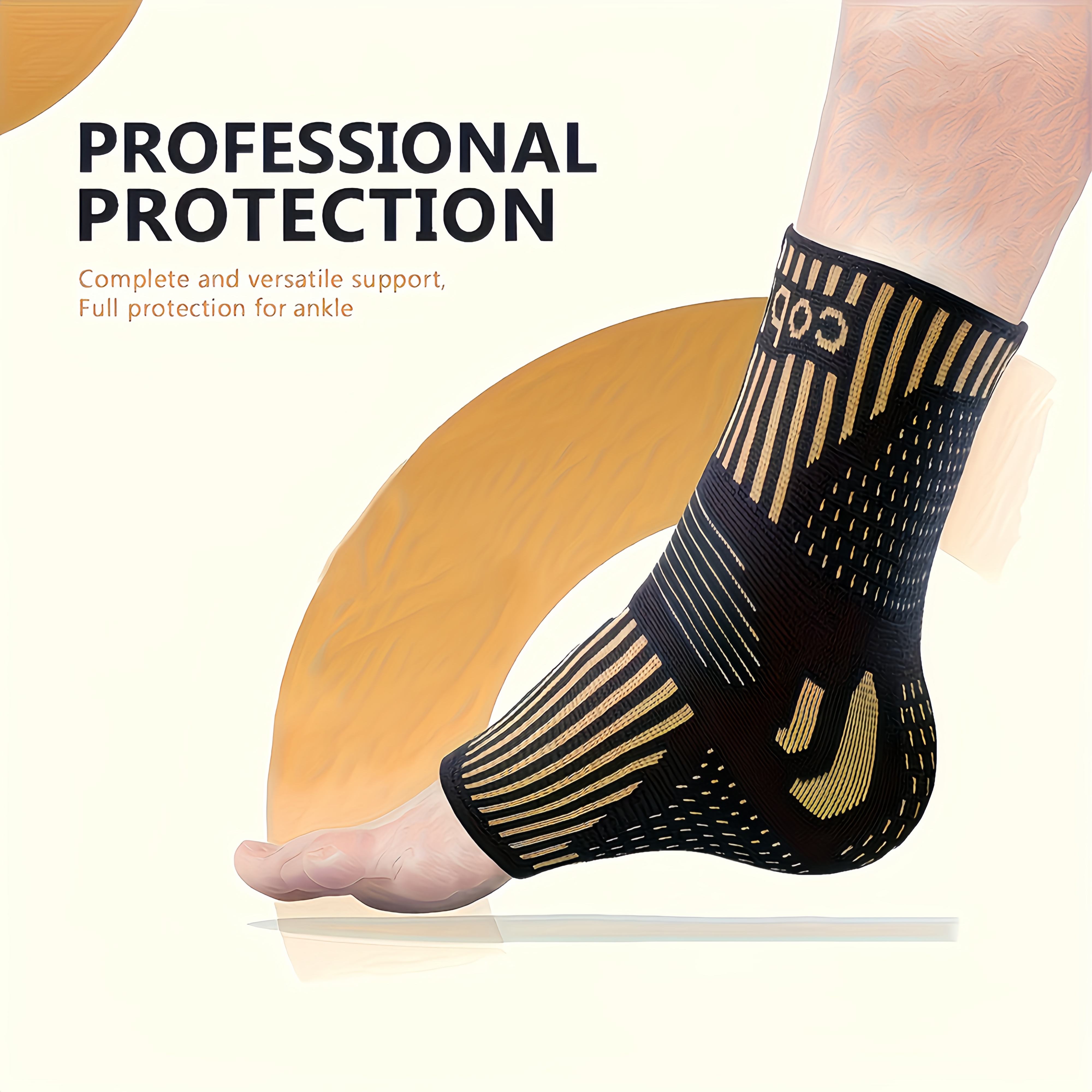 1 Pair Copper Ankle Support Sleeves Unisex Wicking With Arch