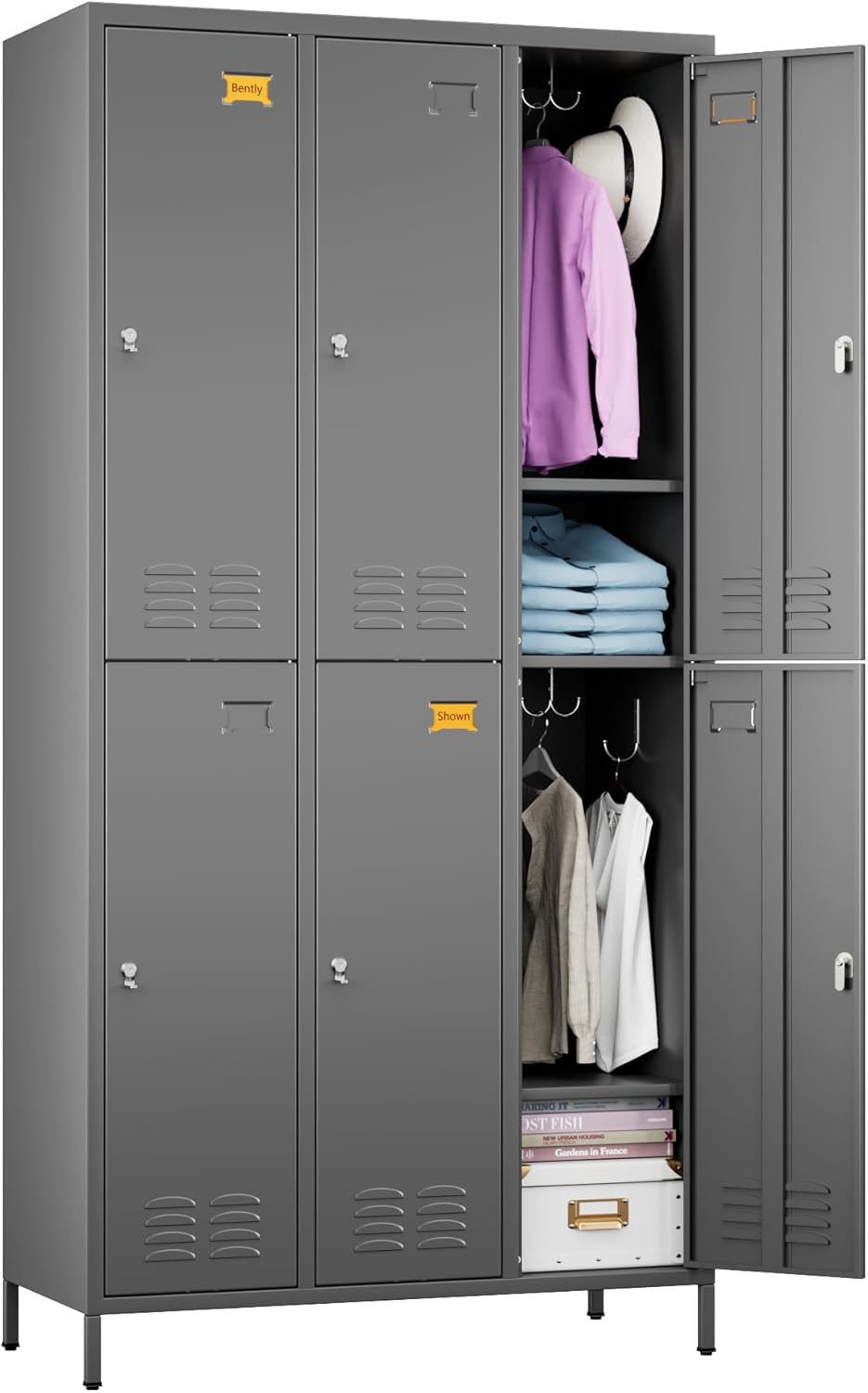 6 Doors Metal Lockers For Employees With 18 Hooks And Business