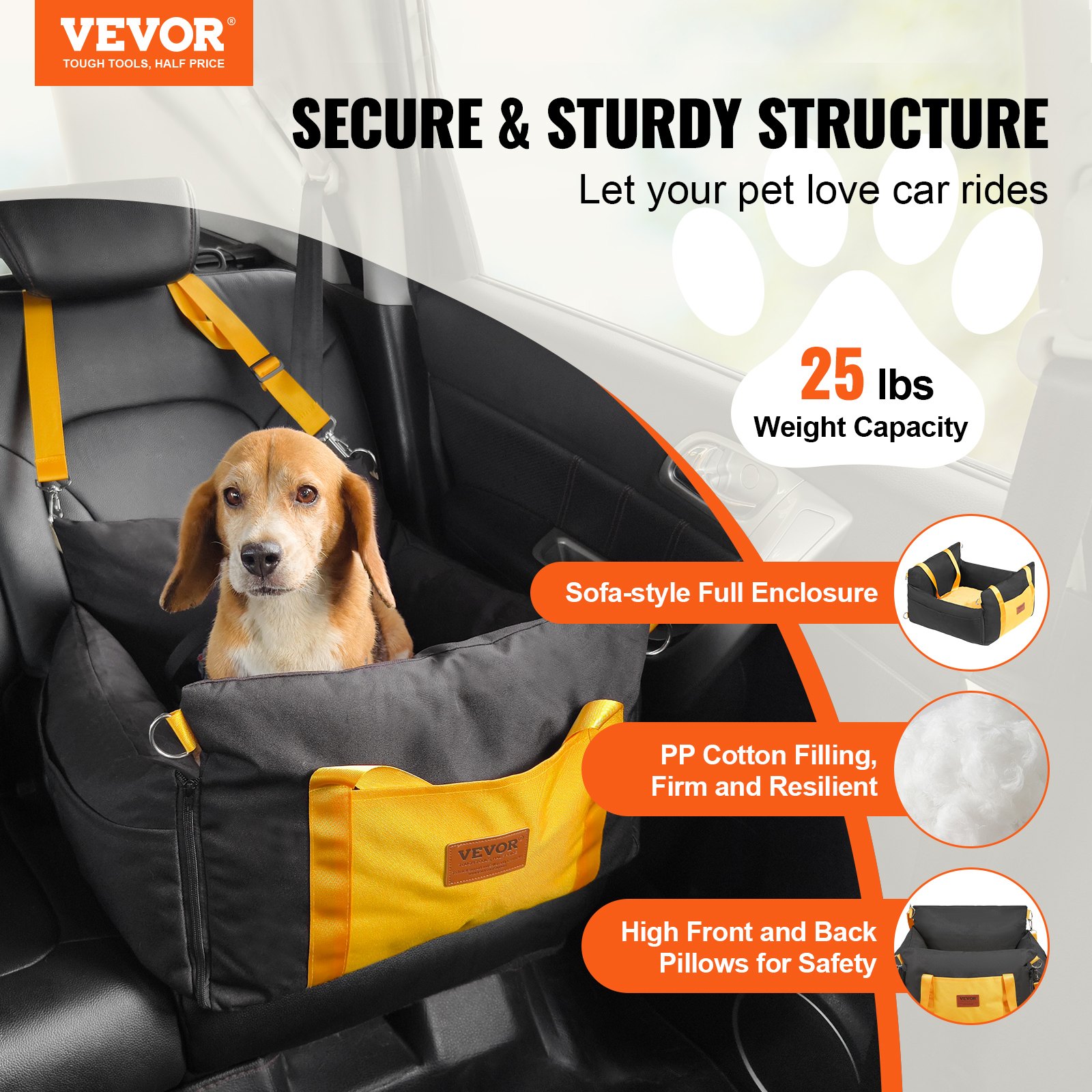 Dog Booster Car Seat Pet Car Seat For Small Dog Up To 25lbs