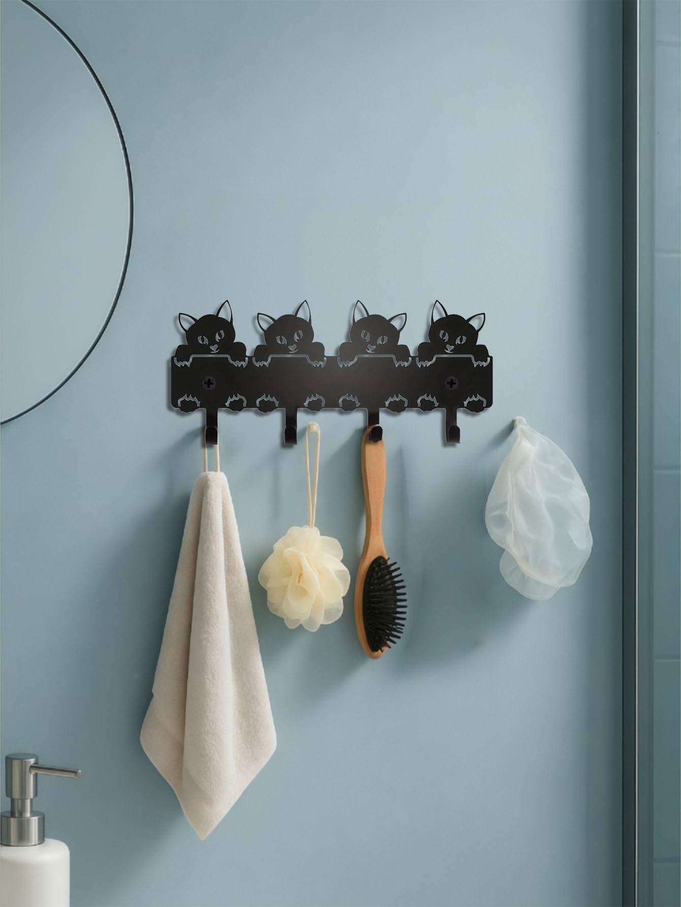 Cat Metal Keychain Cute Wall Mounted Key Holder, Entryway