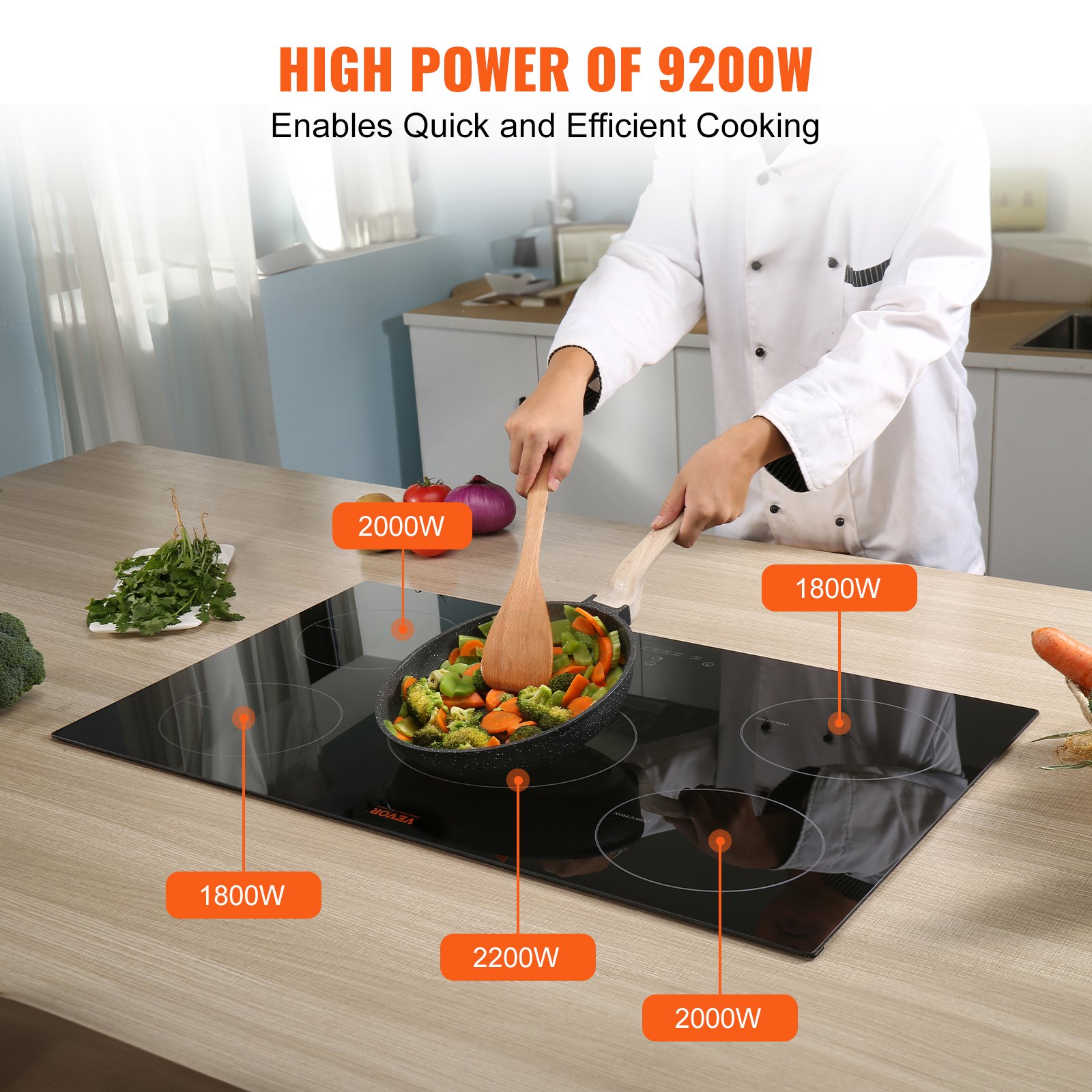 Electric Cooktop, 5 Burners, 30'' Induction Stove Top, Built In