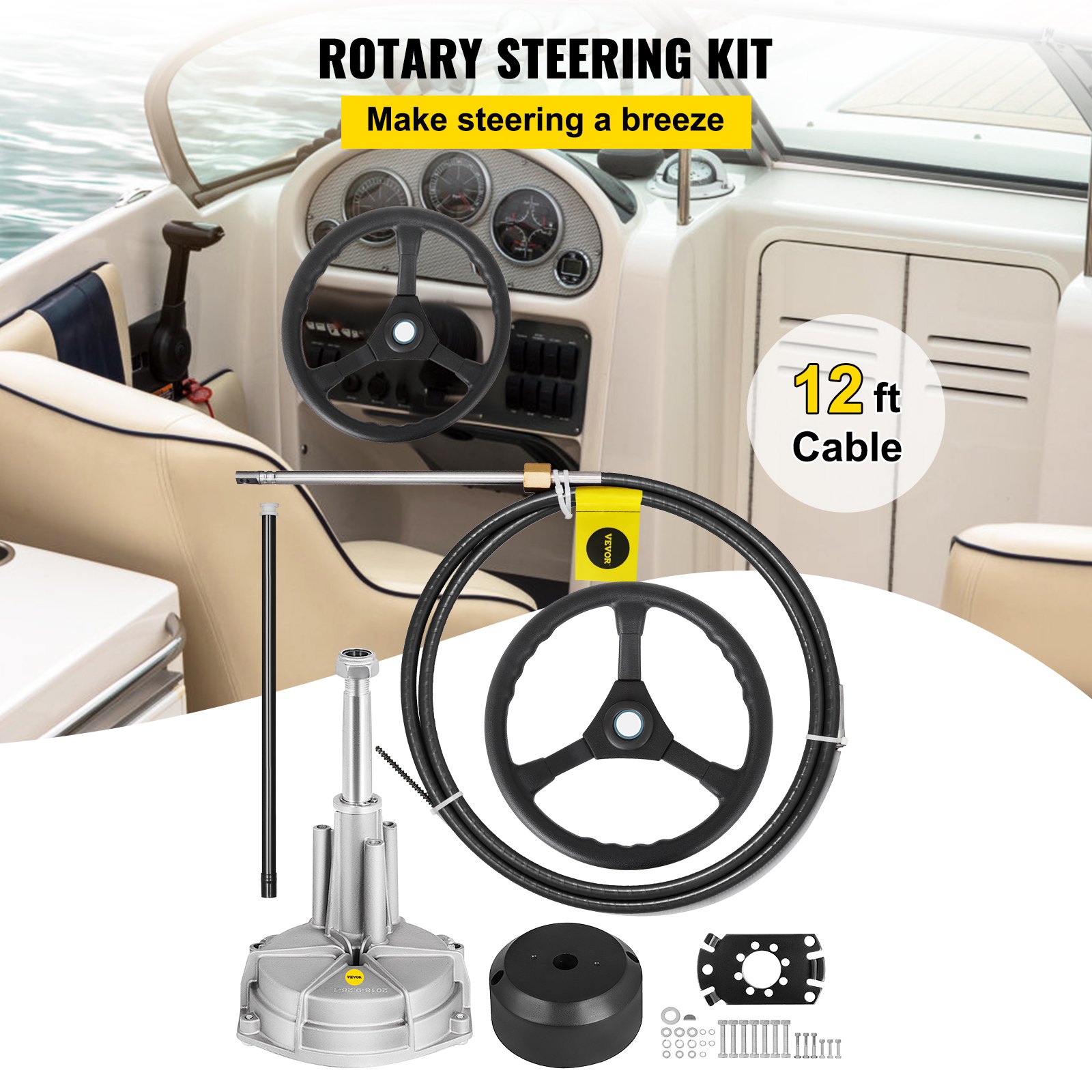 Boat Steering Cable 12' Outboard Steering Cable 12 Feet