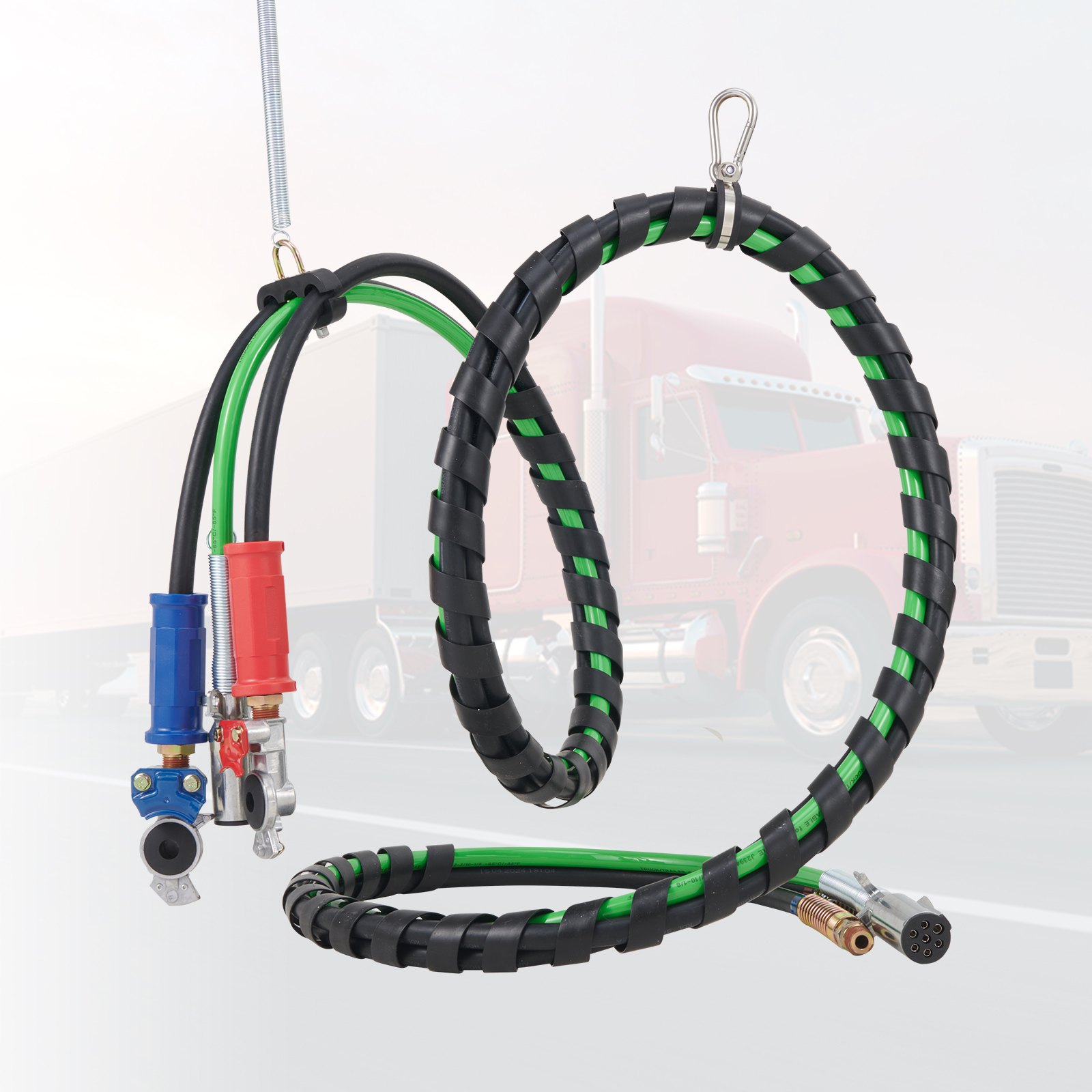 12ft Semi Truck Air Lines Kit With 2pcs Glad Hands, 3 In 1 Air
