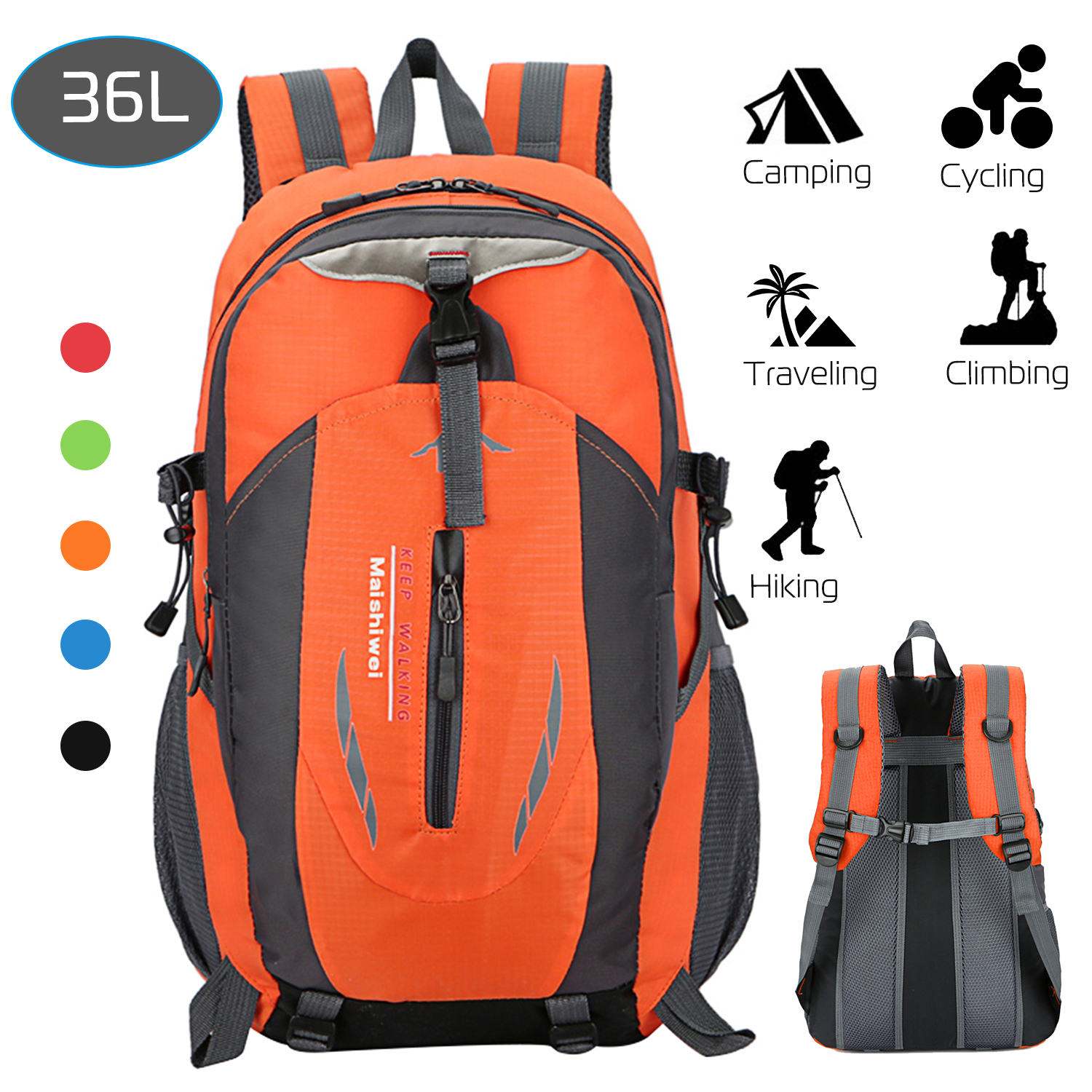 36l Outdoor Backpack Waterproof Daypack Travel Knapsack