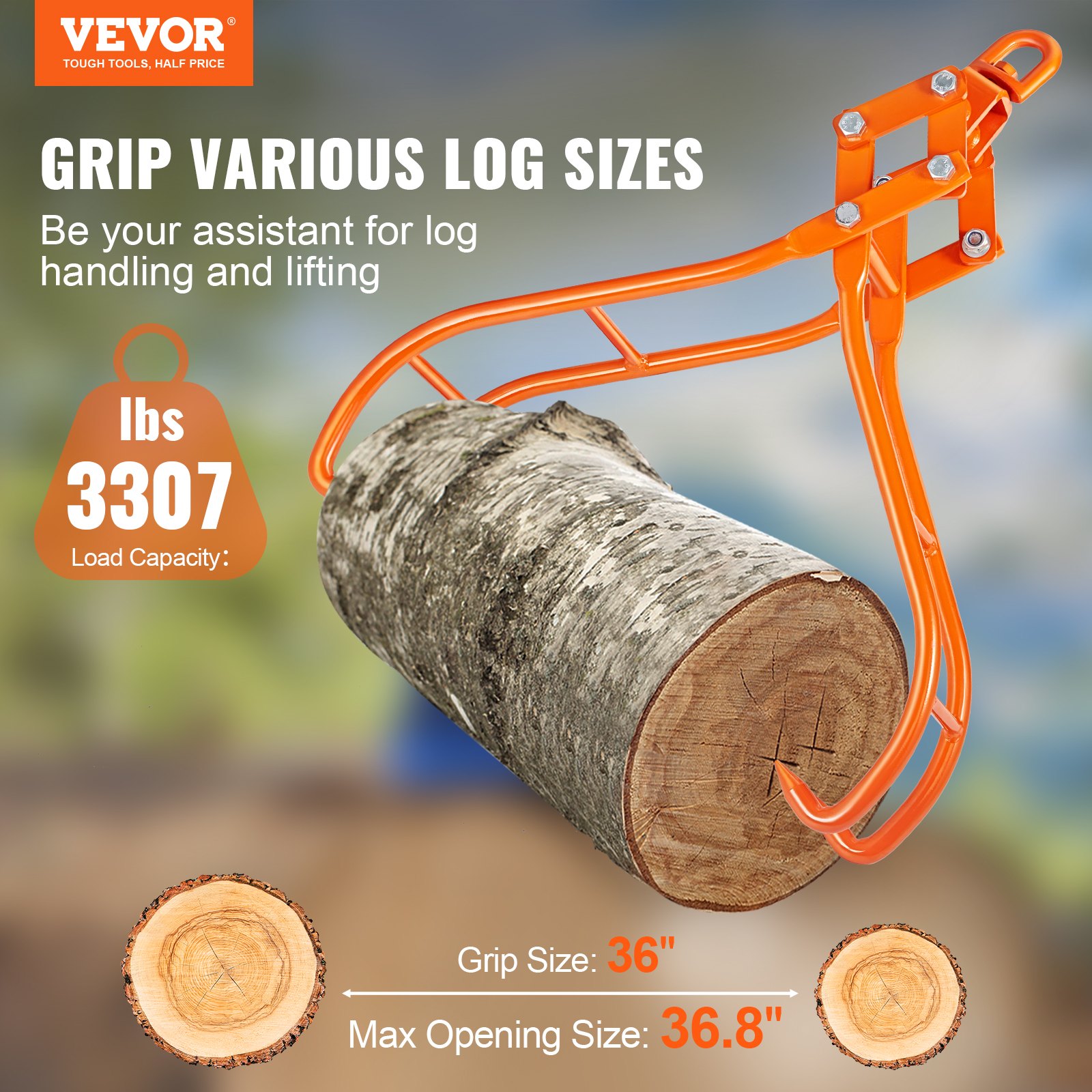 Timber Claw Hook, 36 Inch 4 Claw Log Grapple For Logging Tongs,