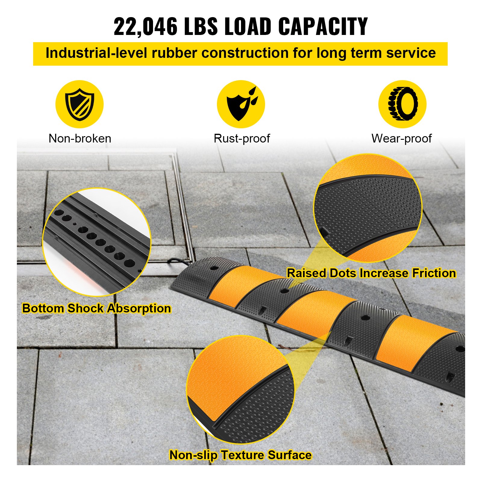 2pcs 6 Feet Rubber Driveway Modular Heavy Duty Speed 72.4 X 12