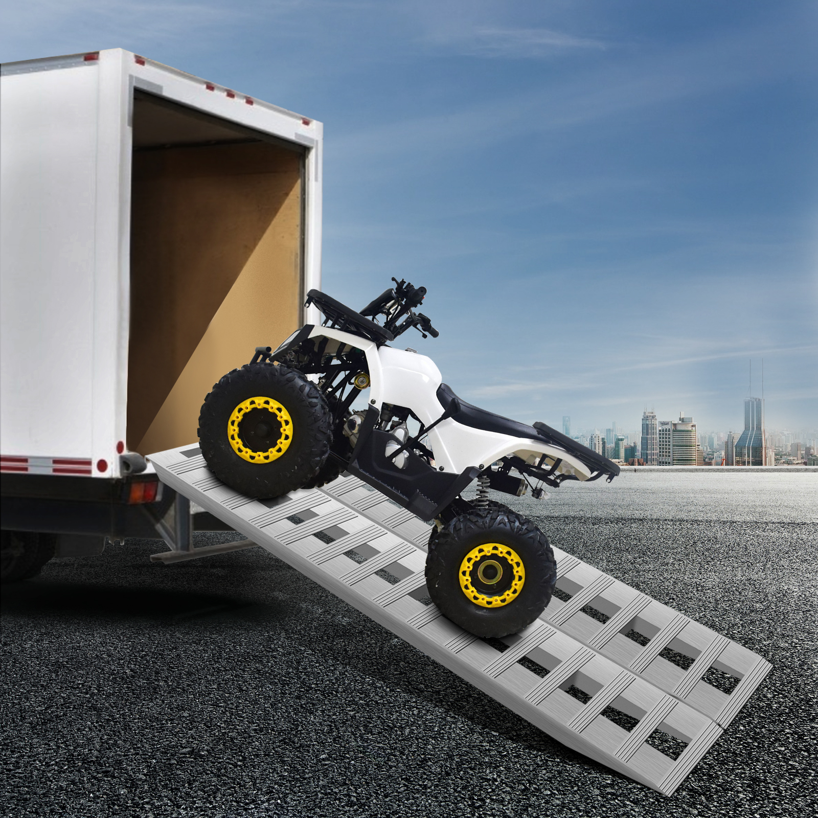 84x14x2.5 Inch Aluminum Ramps 6000lbs Capacity Car Trailer