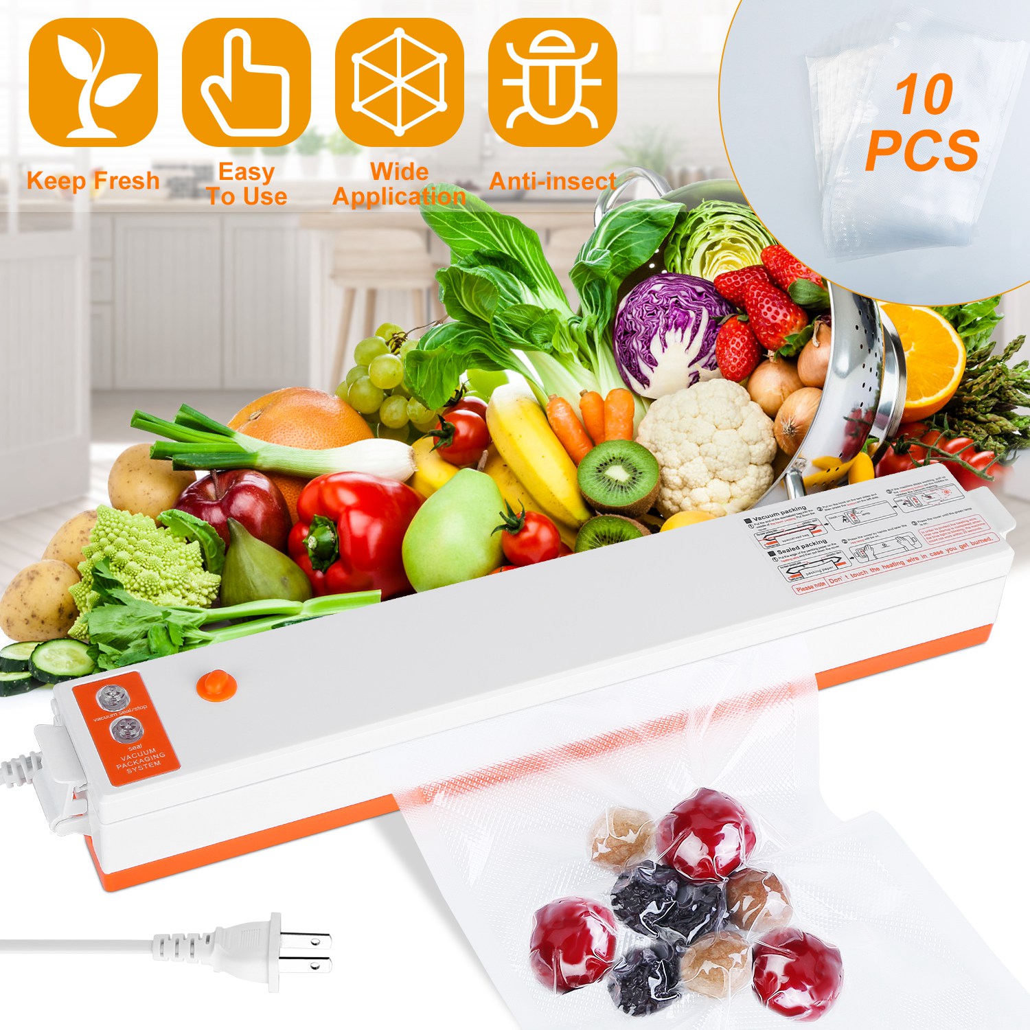 Electric Vacuum Sealer Machine Household Automatic Food Vacuum