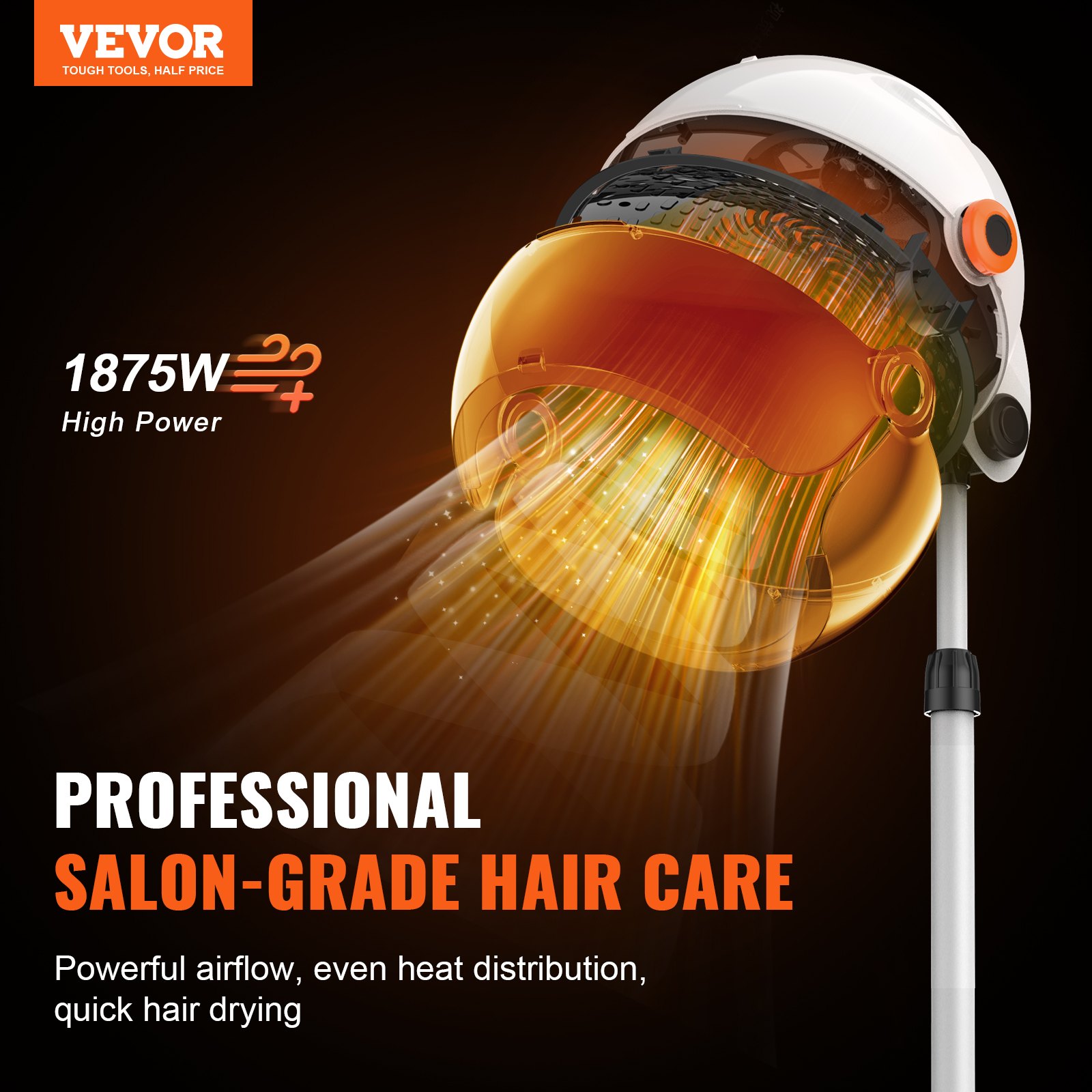 Professional Hooded Dryer, 1875w High Power Bonnet Hair Dryer,