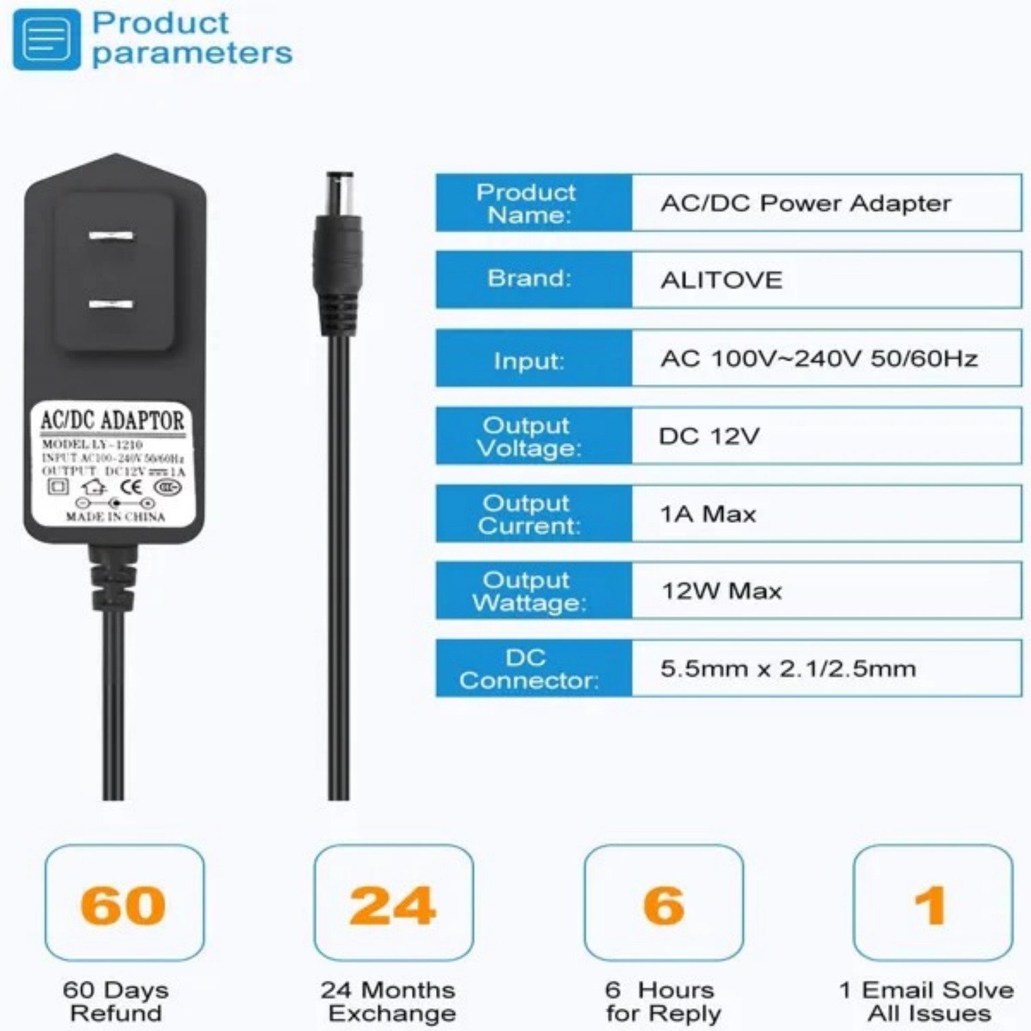 Dc Power Supply Adapter 12v 1a