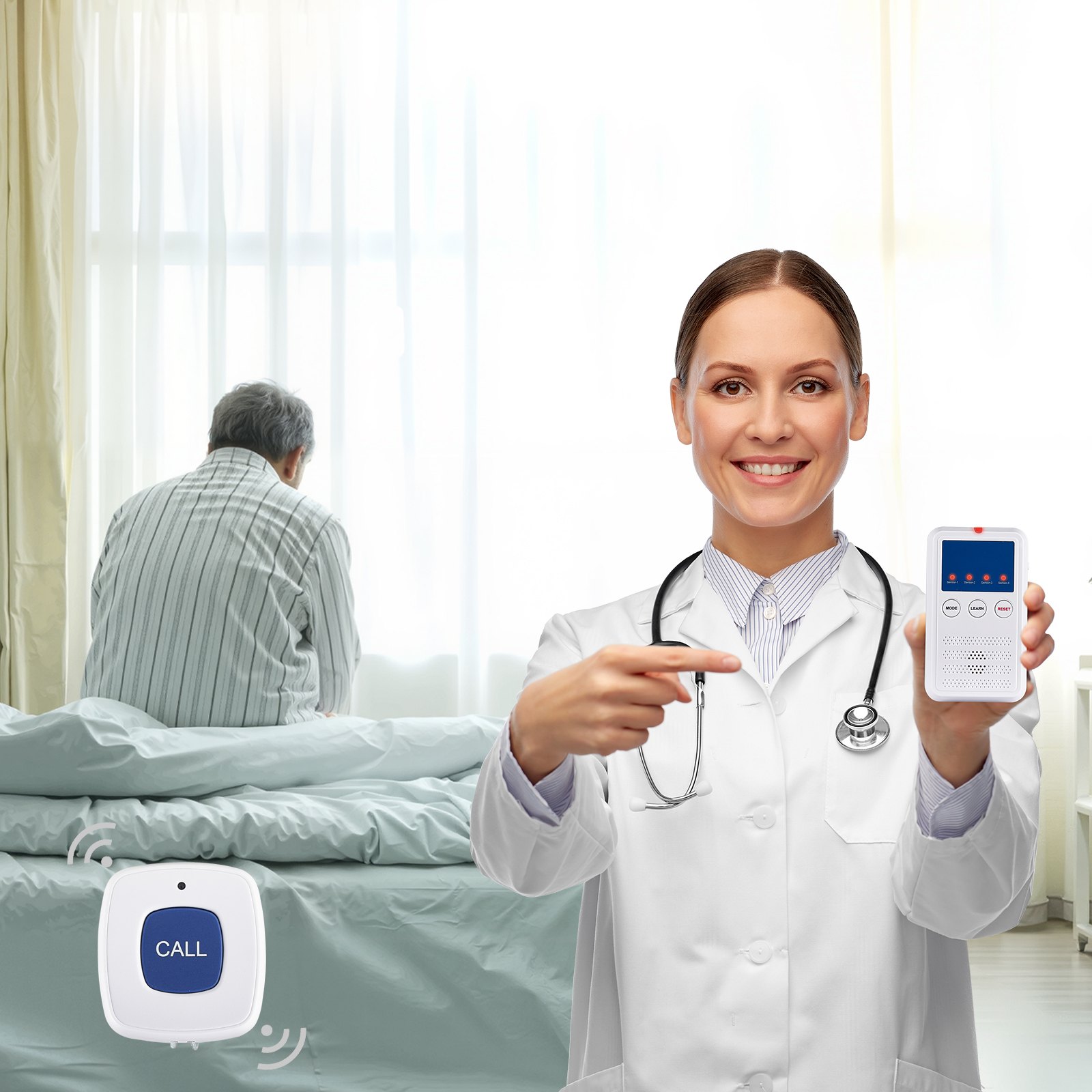 Early Alert Bed Alarm System Wireless Bed Sensor Pad With Call