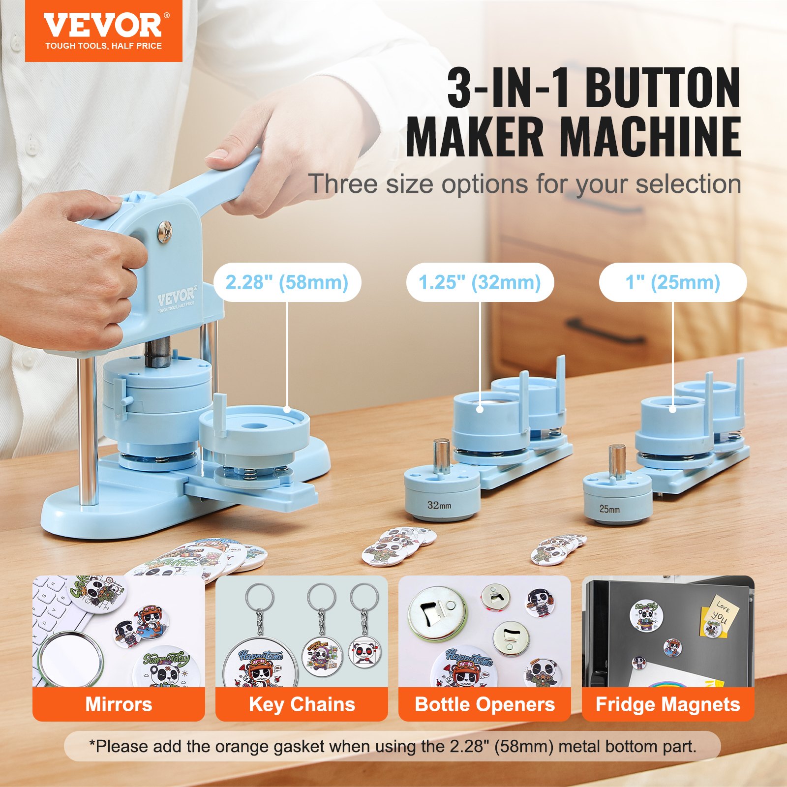 3 In 1 Button Maker,300pcs Button Parts, Button Maker Machine