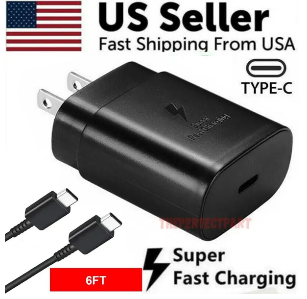25w Type Usb C Super Fast Wall Charger 6ft Cable For Galaxy S20