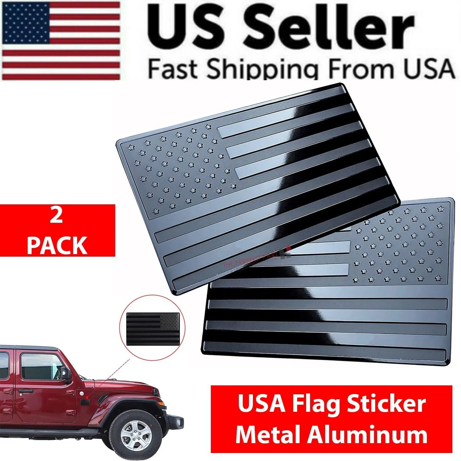 2pcs Metal Usa Flag Sticker American Car Truck Decal Emblem