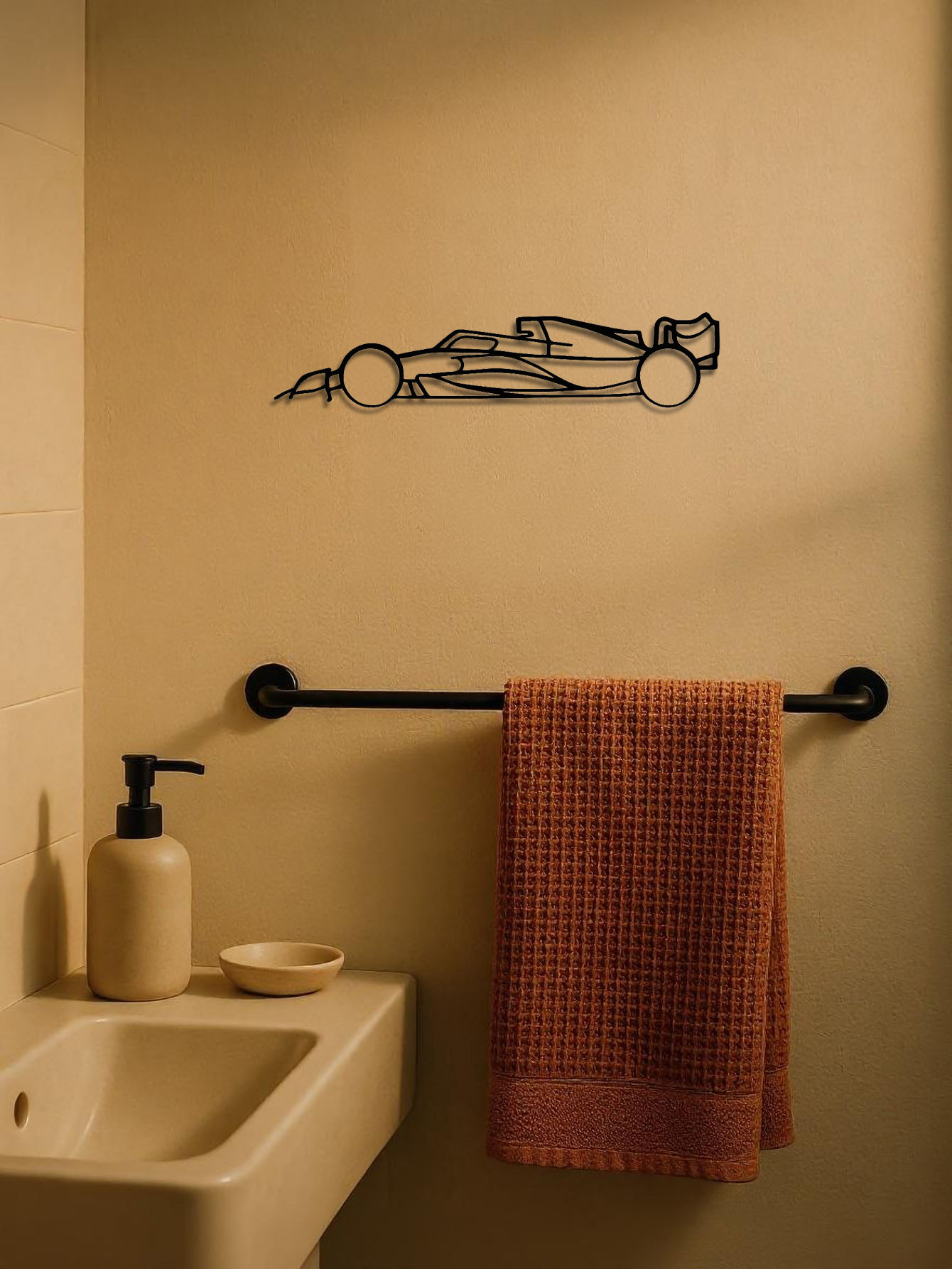 Stylish Edge Metal Line Racing Car Wall Adornment Suspended