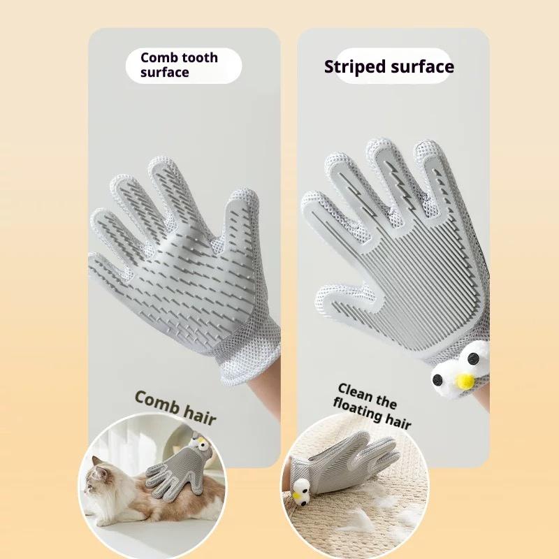 2 In 1 Pet Grooming Gloves & Brushes For Cats And Dogs High