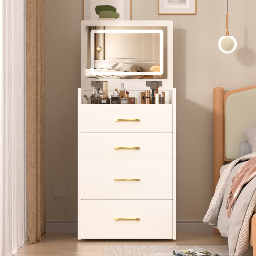 3 In 1 Vanity Desk With Open Top Mirror,Small Make Up Vanity