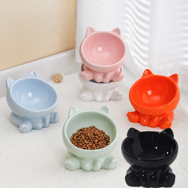 Ceramic Cat Bowl Cat Bowl Cat Food Bowl Neck Guard Oblique
