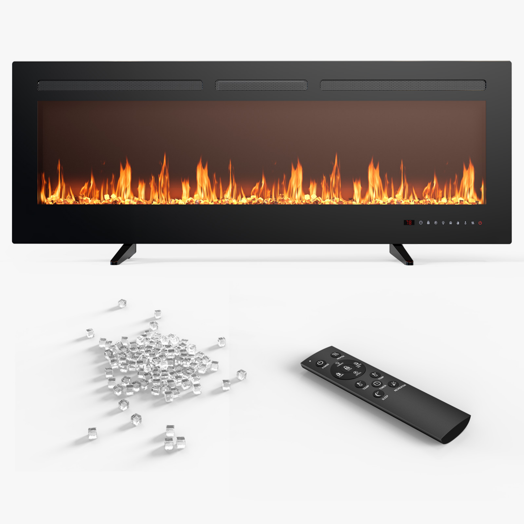 Electric Fireplace, 1500w 750w Wall Mount Or Recessed Fireplace