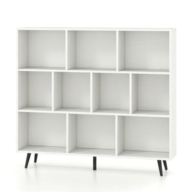 10 Cube Bookcase 3 Tier Modern Storage Organizer With 5 Metal