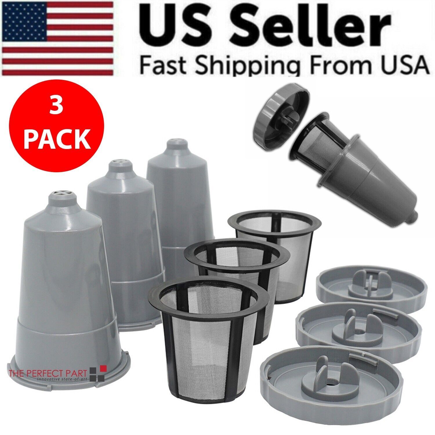 3 Pack My K Cup Coffee Filter Reusable Replacement Refillable