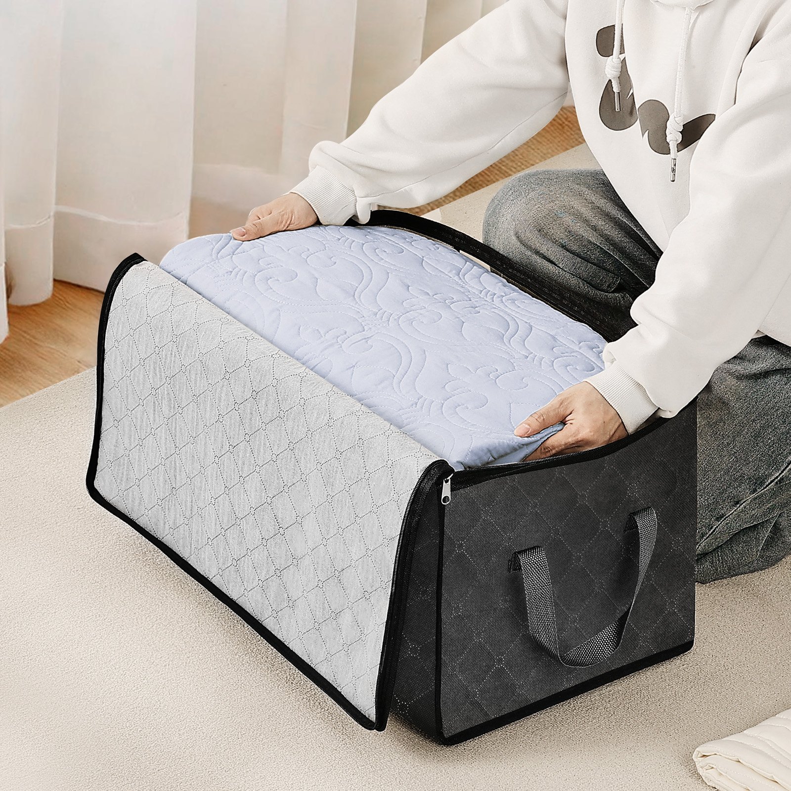 6 Packs 60l Oversized Blanket Storage Bags Sturdy Fabric