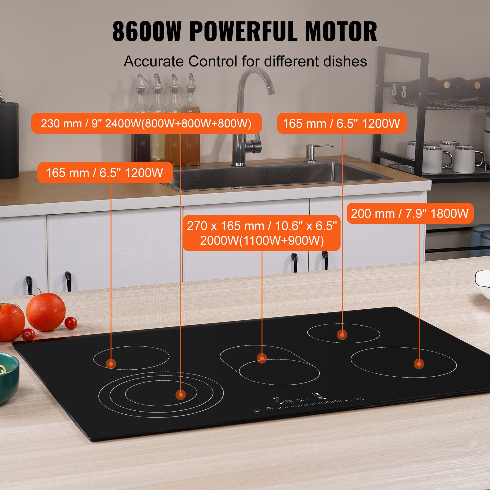 Built In Electric Stove Top, 30.3 X 20.5 Inch 5 Burners, 240v