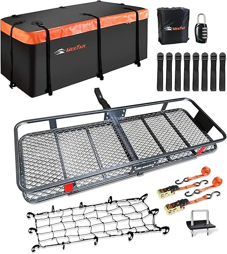 Folding Hook Mounted Cargo Basket, Equipped With 16 Cubic Feet