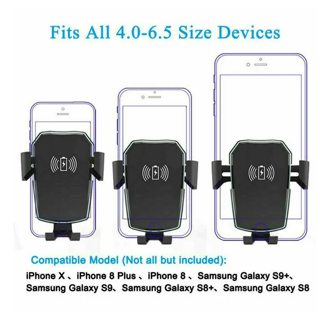 Qi Wireless Fast Charging Car Charger Mount Holder Stand 2 In 1