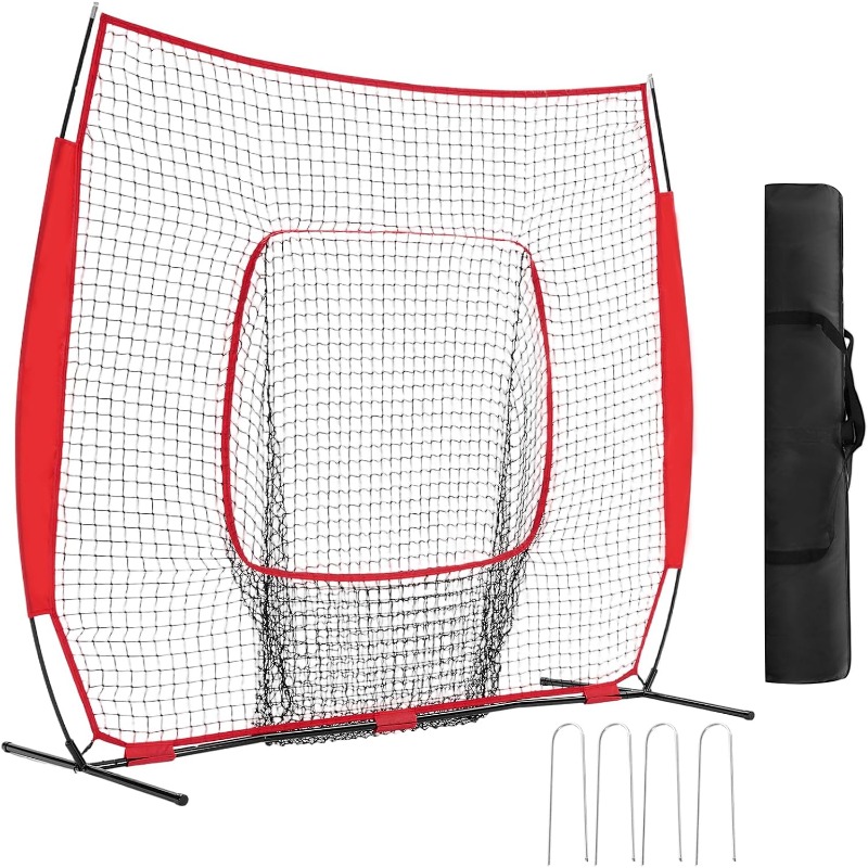 7 Ft X 7 Ft Baseball & Softball Practice Net With Bow Frame,