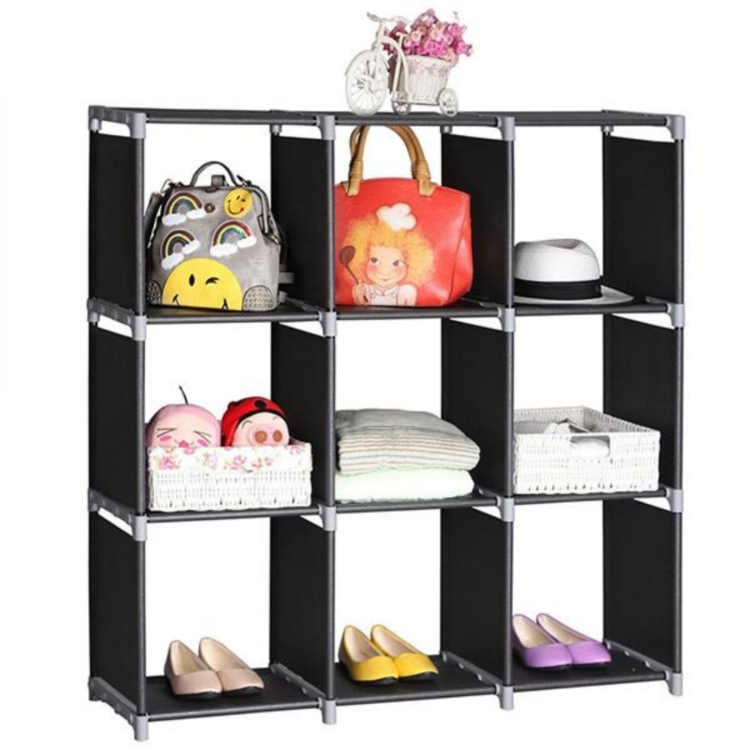Multifunctional Assembled 3 Tiers 9 Compartments Storage Shelf