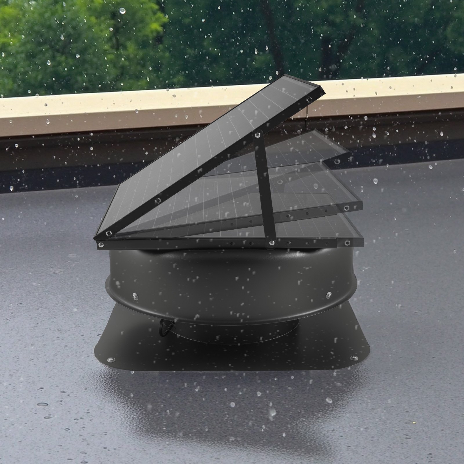 Solar Attic Fan, 42 W, 2800 Cfm Large Air Flow Solar Roof Vent