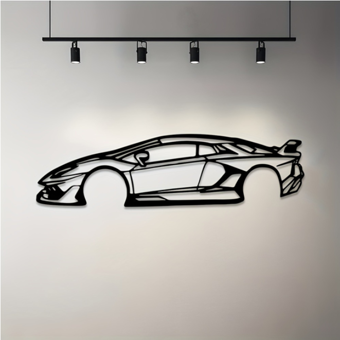 Stylish Edge Metal Line Racing Car Wall Adornment