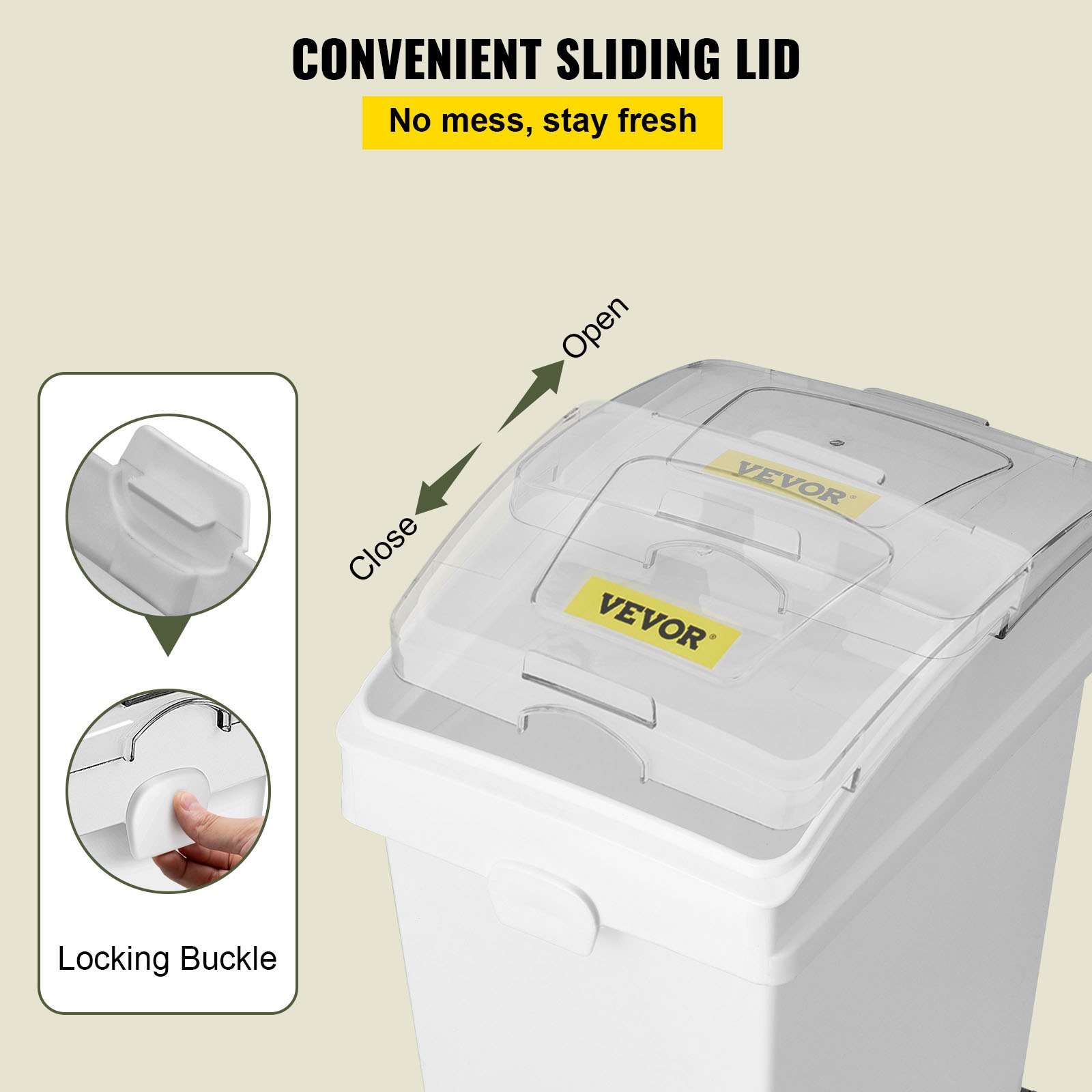 Ingredient Bin, 5.2 Gallons Capacity Ingredient Storage Bin, 3
