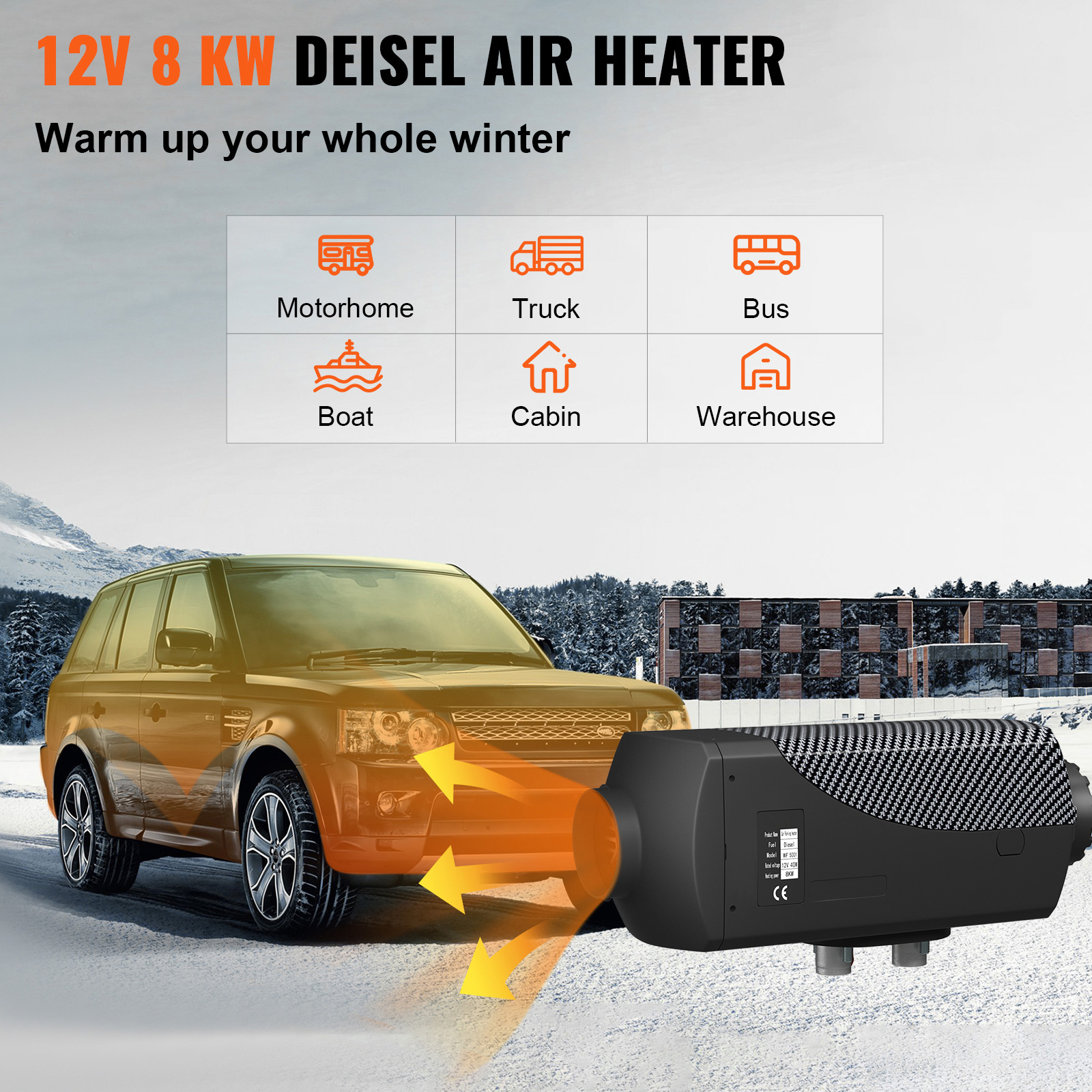 8kw Diesel Air Heater Muffler Diesel Heater 12v Remote Control