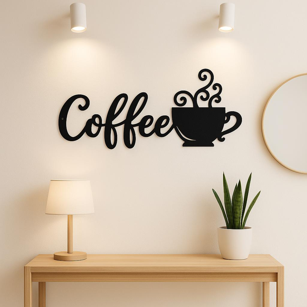 Coffee Metal Wall Decor Sign,Iron Art Silhouette Mug,Upgrade