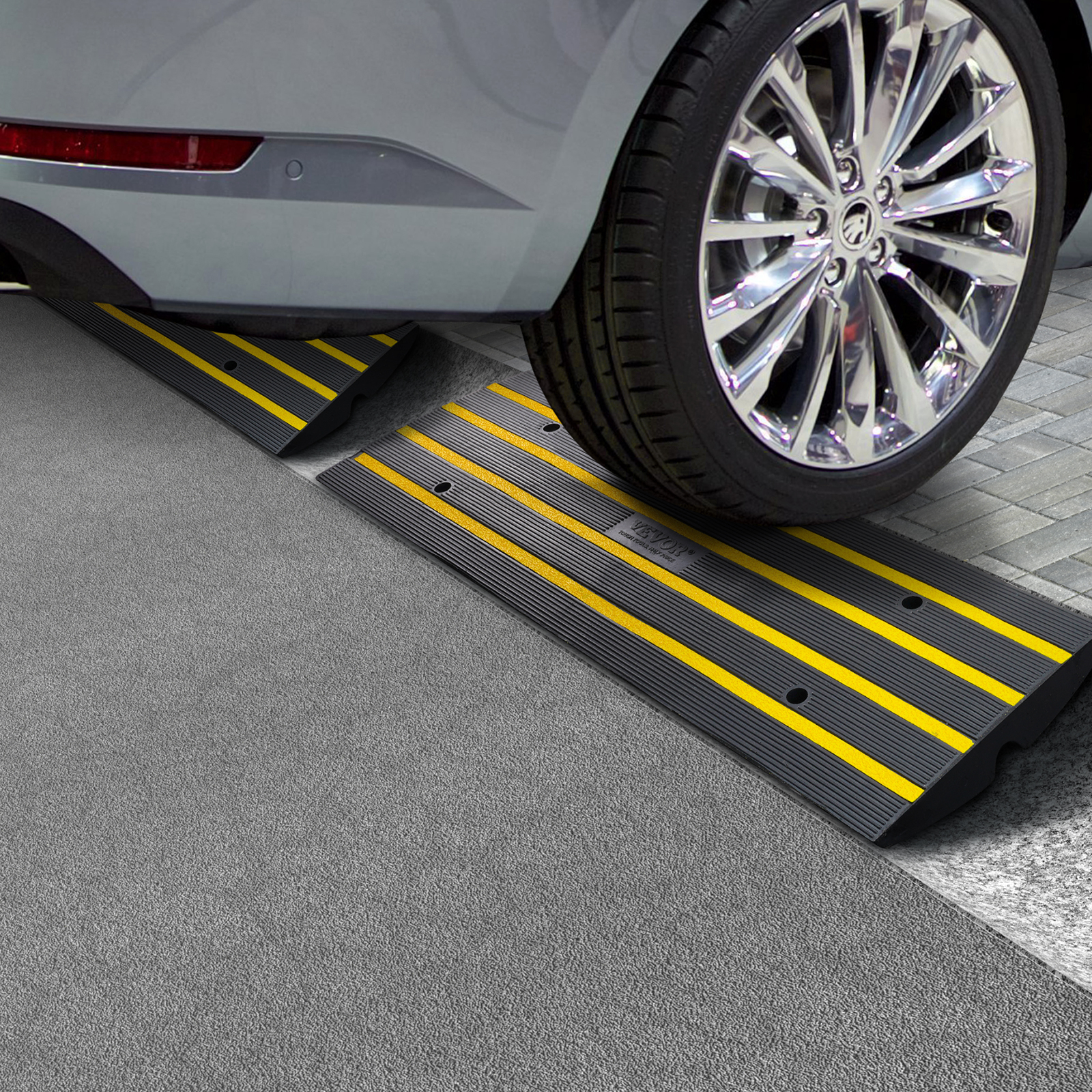 Rubber Curb Ramp For Driveway 2 Pack, 15t Heavy Duty Sidewalk